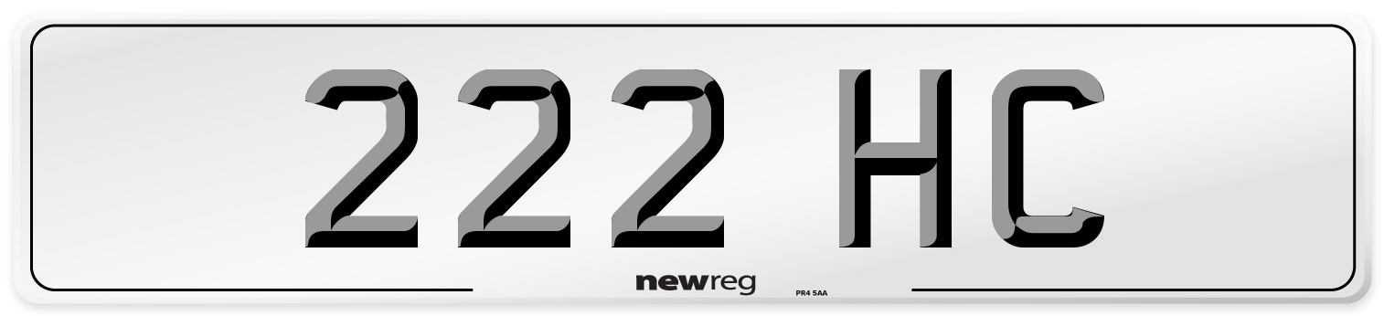 222 HC Number Plate from New Reg